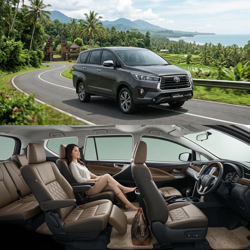 Toyota Innova Reborn exterior and interior - Comfort 7 Seater private driver vehicle in Bali